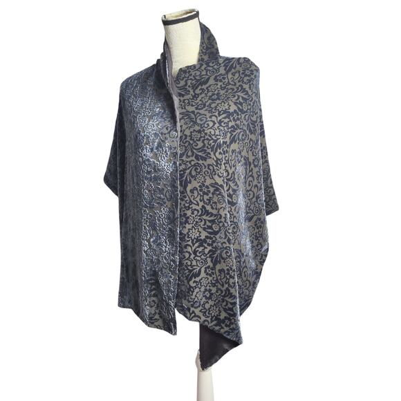 Blue Burnout Velvet Scarf Shawl Fairy Whimsygoth Formal Party Event - Picture 1 of 5